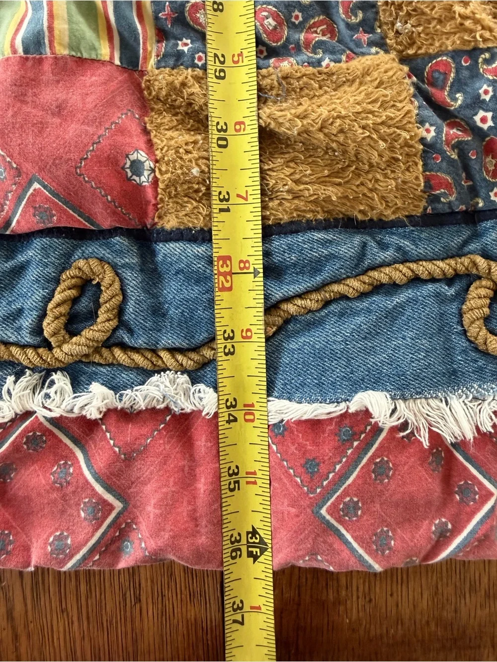 Vintage Cowpoke Patchwork Baby Quilt - Red, Blue, Brown
